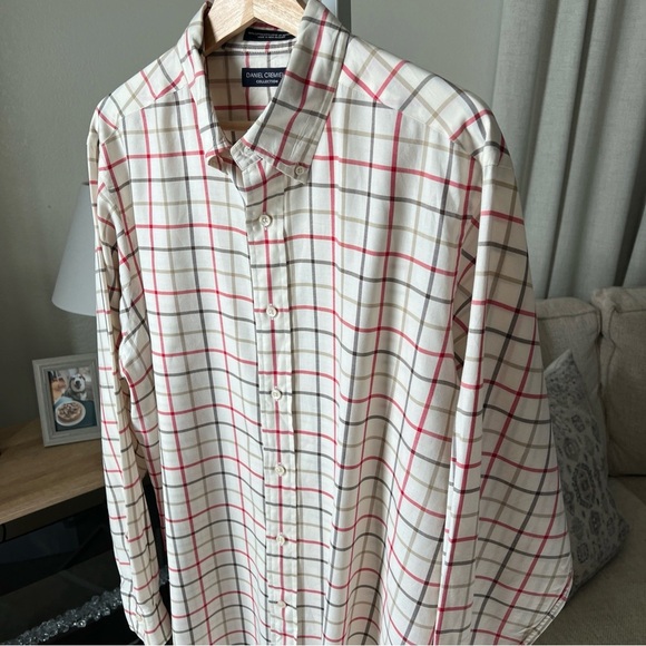Daniel Cremieux Men’s Cream/red/gray Long Sleeve Plaid Button Up Size L - Picture 2 of 14